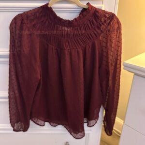 Ann Taylor Loft Blouse Maroon Size Small Button Closure